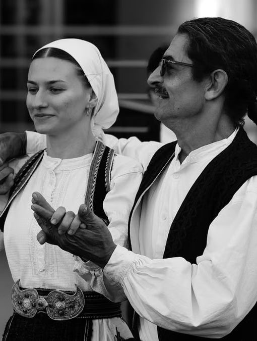 A group performing traditional dance in Sarajevo, showcasing cultural heritage.